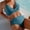 Blue, variant on Women's 2 Piece Wrap Bikini Swimsuit, Halter V Neck Crop Top with High Waist Tummy Control Brief, Quick Dry Bathing Suit for Beach Pool