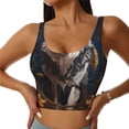 thumbnail image 1 of Fotbe Oil Painting Tribal Wolf Sujetador Deportivo Largo sin Aros para Mujer con Almohadillas y Soporte Medio, Transpirable y Absorbente, Camiseta Tipo Chaleco o Tank Top-Medium, 1 of 8