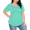 thumbnail image 6 of XMHJSMD T Shirts for Women Women's Round Neck Short Sleeve Solid Color T Shirt Fashionable Casual Top (Green2,S), 6 of 6