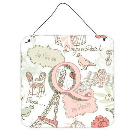 Monogram Letter Love in Paris Pink Wall or Door Hanging Prints