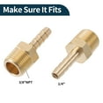 thumbnail image 4 of Accesorios de espiga de latón para manguera 1/4" 3/8" NPT con conector de espiga recta macho para aire, agua, aceite, gas, combustible, 2 piezas tono dorado, 4 of 6