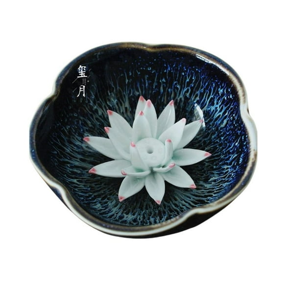 Support de Bâton d'Encens Fleur de Lotus, Brûleur d'Encens, Décoration Zen, Attrape-Cendres Décoration Maison-Fleur-1