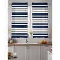 thumbnail image 2 of Dark Blue Gray Curtains 45 Inch Length,Sheer Curtains for Bedroom Living Room Window Horizontal Stripe Minimalist Geometric Rod Pocket Drapes Kitchen Curtains Small Half Window 52"x45" 2 Panels, 2 of 7