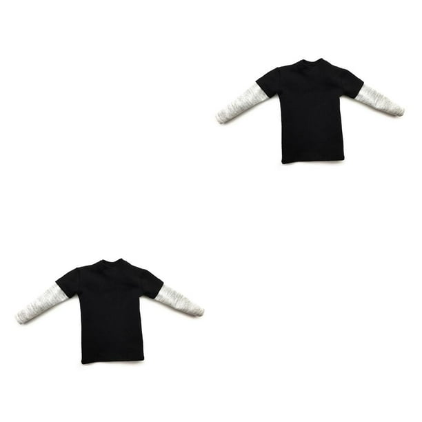 Vogacara Camiseta de manga larga, colorida, liviana, apariencia exquisita, ocasiones amplias, ropa de empalme para modelo 1/6, ropa para hombres, negro Negro 2piezas Vogacara CBP204181