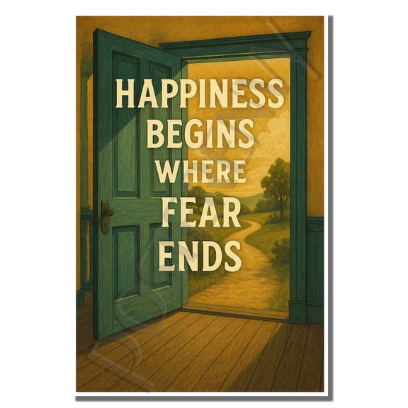 Happiness begins where fear ends - Inspirational Poster - 18 inch x 12 inch