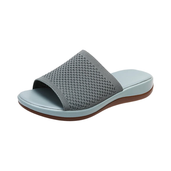 Wedge Shoes for Women Comfortable Dressy Summer Casual Open Toe Knitted Mesh Slip on Slides Sandals Lightweight Breathable Slippers Outdoor Ladies Shoes, 40