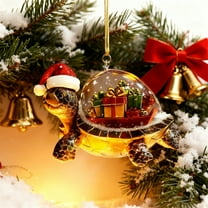 Taicans 2025 Turtle Christmas Ornament with Snow Globe & Santa Hat - Festive Holiday Tree Hanging Decoration,Unique Xmas Gift with Floating Snow Effect,Handmade Christmas Decorations for Home & Tree