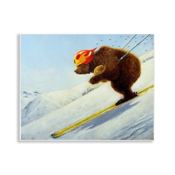 Stupell Industries The Heist Skiing Bear Wall Plaque Art design by Lucia Heffernan, 11 x 14