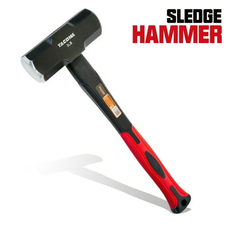 3 lb Forged Steel Sledge Hammer – 50-55 HRC Heat-Treated Head, 12.8" Fiberglass Shock-Absorbing Handle, Non-Slip Grip for Construction, Landscaping & Heavy-Duty Demolition