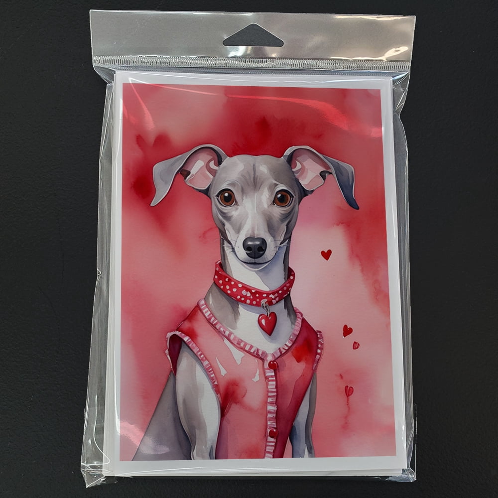 Italian Greyhound My Valentine Greeting Cards Pack of 8 7 in x 5 in