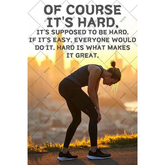 Noete "Of Course It's Hard" Motivational Tin Sign for Home Gym & Office 12x16 Inch Inspirational Metal Tin Sign Positive Mindset Gift for Athletes, Runners & Fitness Lovers
