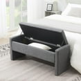 thumbnail image 2 of GZXS Upholstered Linen Storage Ottoman Bench with Lift Top and Safety Hinge, Modern Comfy Window Vanity Bench, for Living Room, Bedroom, Entryway (Dark Gray), 2 of 8