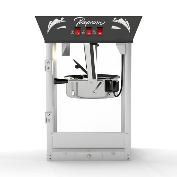 Anykoon 12 OZ Stainless Steel Kettle Commercial Popcorn Maker Machine, 850 W Countertop Popcorn Maker with Tempered Glass, Warming Deck, for Parties, Events, and Home Theater, Black