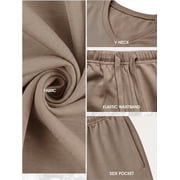 Cueply Two Piece Sets for Women Summer Casual Vacation Outfits Cap Sleeve Wide Leg Long Pants Lounge Sets