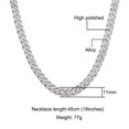 thumbnail image 2 of FEEL STYLE Male 11MM Zircon Silver Plated Streamer Cuban Chain Necklace for Men Women 18", 2 of 5