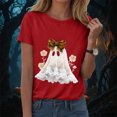 thumbnail image 2 of TOWED22 Halloween Cute Ghost Wear Bow T-Shirts for Women Graphic Short Sleeve Tees Cotton Crew Neck T Shirt Casual Tops(Red,XL), 2 of 8