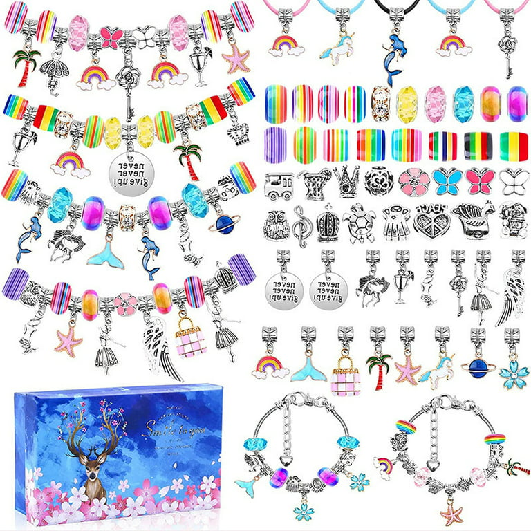 set Charm Bracelet Making Kit Jewelry Beads Unicorn Gift for Girls Teen Age  8-12 791523994074