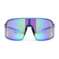 thumbnail image 2 of MTB Style Oversized Large Sport Shield Sport Plastic Sunglasses Blue - Green Mirror, 2 of 4