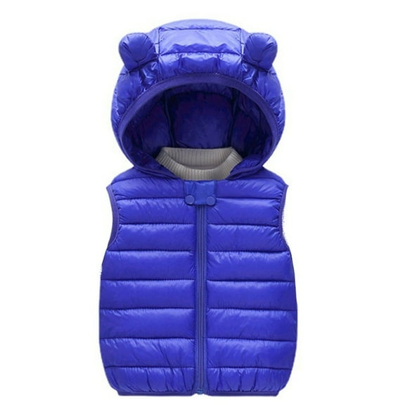 TAIAOJING Toddler Jacket Kids Baby Boys Girls Winter Warm Sleeveless Solid Bear Ears Vest Hooded Padded Coat Outwear 18-24 Months