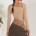 thumbnail image 3 of Camiseta ajustada de manga larga para mujer, camiseta elegante para mujer, camiseta Sexy, atuendo diario superior FLhrweasw Para estrenar, 3 of 9