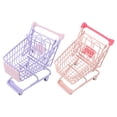 thumbnail image 1 of Shisuyan 2pcs Miniature Shopping Cart Small Trolley For Desktop Storage Decoration As Photo Prop Adults Material, 1 of 8