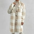 thumbnail image 2 of Womens'Autumn and Winter Fashion Plaid Jackets Plus Size Straight Cardigan Button Pocket Coat, 2 of 3