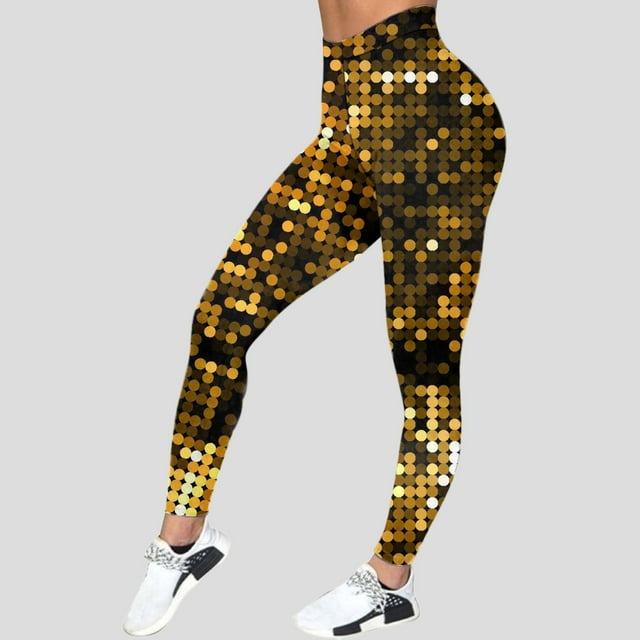 WILLBEST Pantalones de Yoga Mardi Para Mujer, Largos, Con Estampado Completo, Brillantes, de Cintura Alta, Elásticos, Cómodos, Para Hacer Ejercicio y Correr. Extra Grande