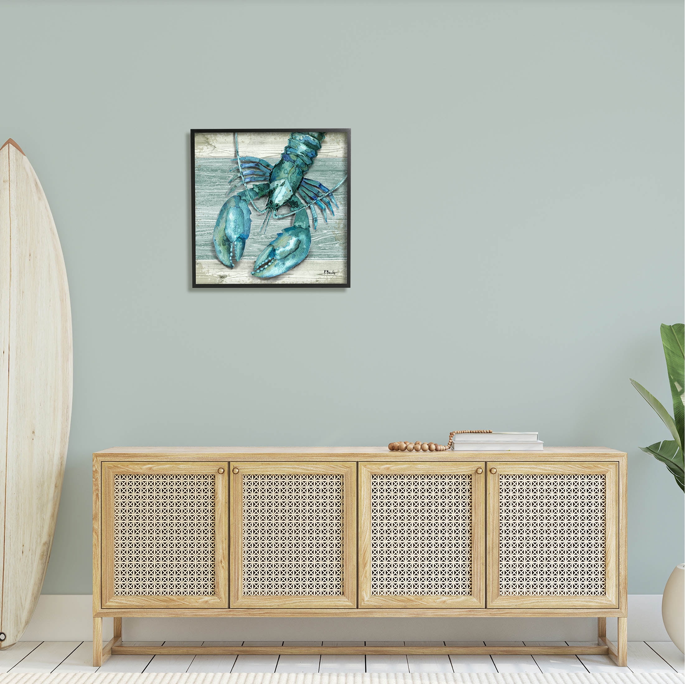 Stupell Industries Northpoint Lobster Rustic Sealife Graphic Art Black Framed Art Print Wall Art, Design by Paul Brent