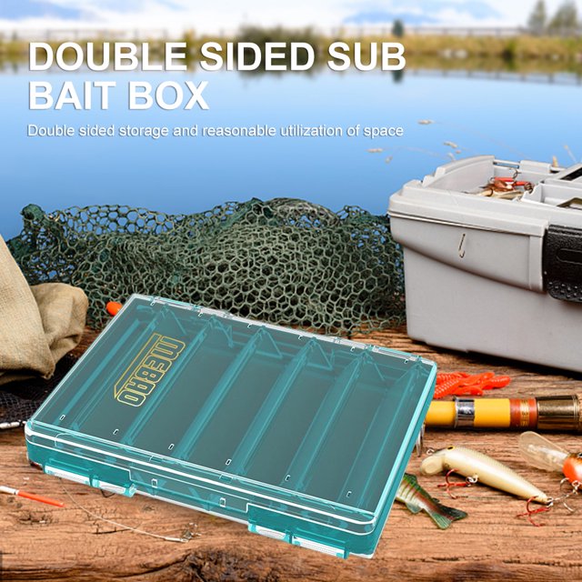 Caja De Señuelos De Pesca Caja de cebo de pesca de doble cara Organizador de almacenamiento de pesca anticaída (estilo delgado)