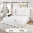 thumbnail image 6 of Breltam Queen Size Bed Frame with 4 Storage Drawers, Wingback Tufted Headboard, LED Lights, White Velvet Upholstered Platform Bed, No Box Spring Needed, 6 of 9