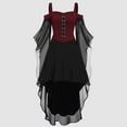 thumbnail image 2 of FEIFLY Dresses For Women Plus Size Fashion Gothic Style Vintage Midi Dress Croset Long Flare Sleeve Irregular Length Dress Short Sleeve Chiffon Dress Party Dress Solid Color Festival Clothing, 2 of 5