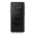thumbnail image 1 of DistinctInk Clear Shockproof Hybrid Case for Samsung Galaxy S9 (5.8" Screen) - TPU Bumper Acrylic Back Tempered Glass Screen Protector - Nurse Life Stethoscope Black, 1 of 5