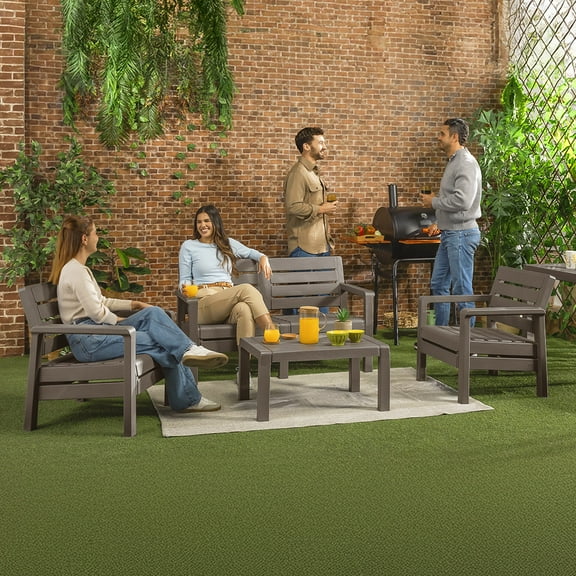 Sala Jardín Plástica Mesa Sillones Sofá Confortable Resistente Ideal ó Exterior Rimax