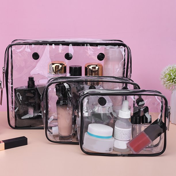 Bolsa transparente con cremallera Bolsa de aseo portátil con cierre de cremallera para mujeres Viajes de negocios