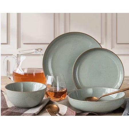 Over & Back Options 16-Piece Dinnerware Set, Sage Light Green - Service For 4