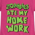 thumbnail image 3 of Instant Message - Zombies Ate My Homework  - Toddler & Youth Girls Short Sleeve Graphic T-Shirt, 3 of 6
