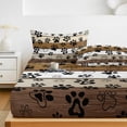 thumbnail image 6 of Twin XL Size Fitted Sheet Set - Brown Beige Farmhouse 2 Piece Bedding Sets 16" Deep Pocket Fitted Sheet with 1 Pillowcases, Black Dog Paw Vintage Wooden Brushed Microfiber Hotel Luxury Bed Sheets, 6 of 9
