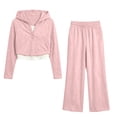 thumbnail image 2 of ECHFIPROM Big Girls Fall Outfit Long-Sleeve Hooded Pullover Top and Pants Sports Casual 2 Piece Set Age 1-14 Years,Pink,3-4Years, 2 of 6