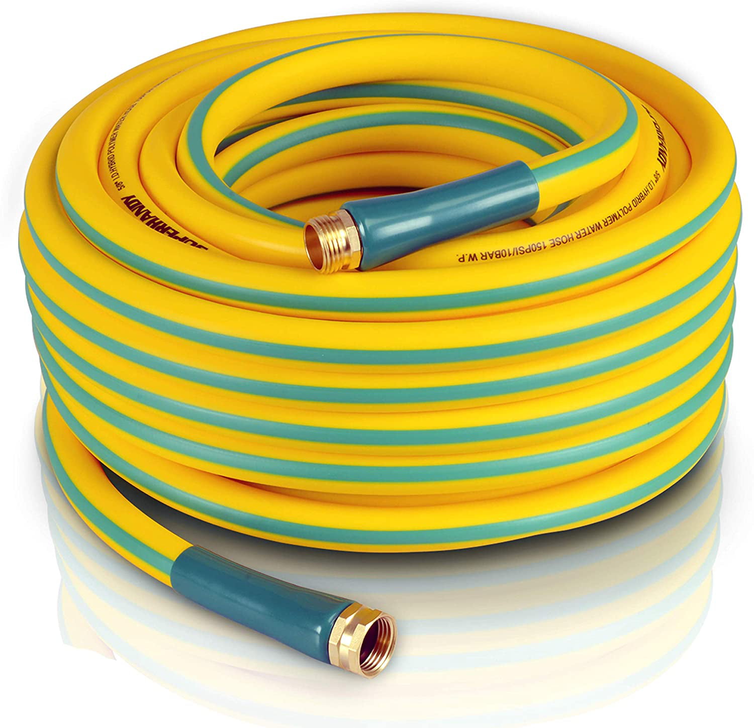 Blue YOTOO Heavy Duty Hybrid Garden Water Hose 5/8-Inch by 25-Feet 150 PSI Kink Resistant Flexible with Swivel Grip Handle and 3/4 GHT Solid Brass Fittings