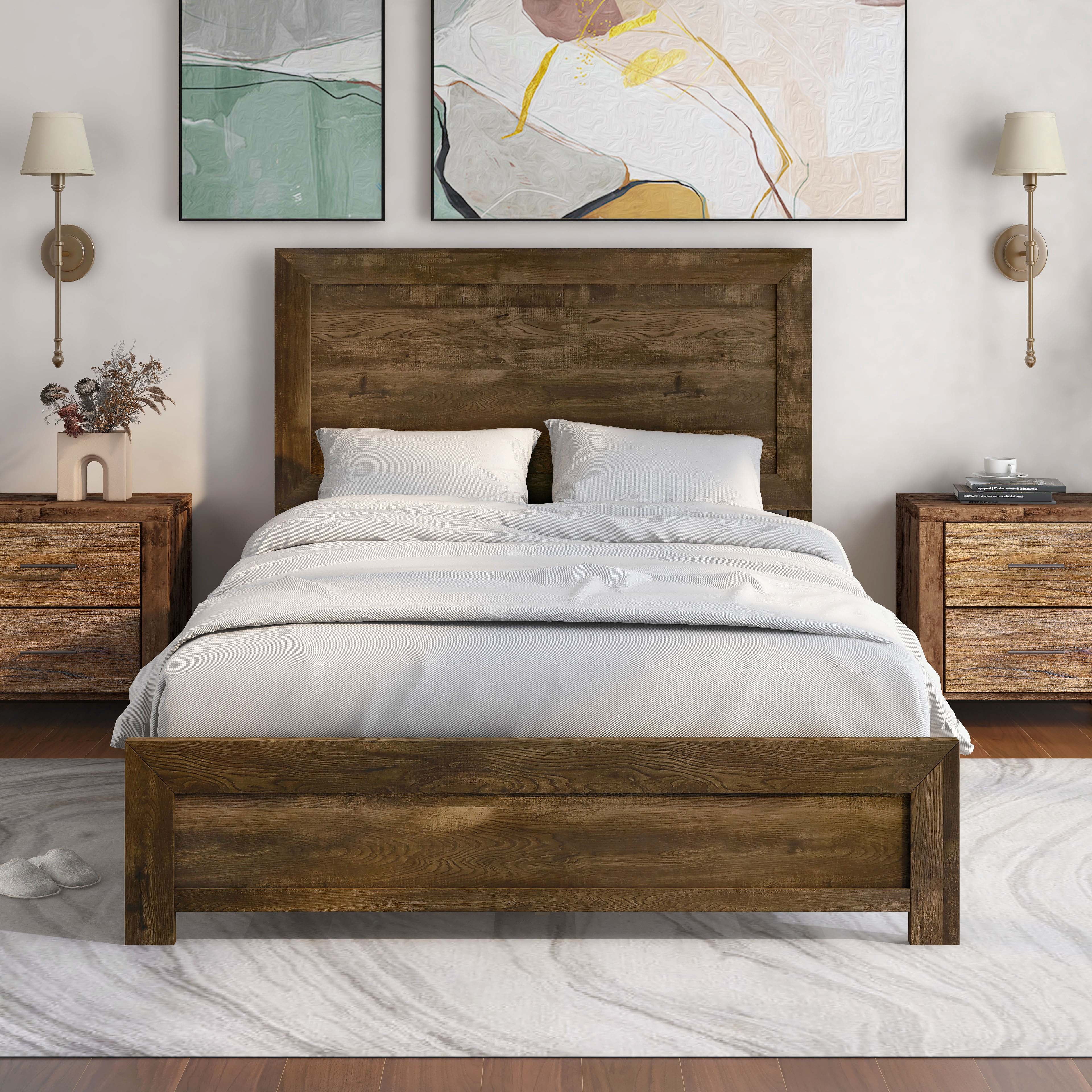 Furniture of America Volo Panel Bed, Walnut, Queen