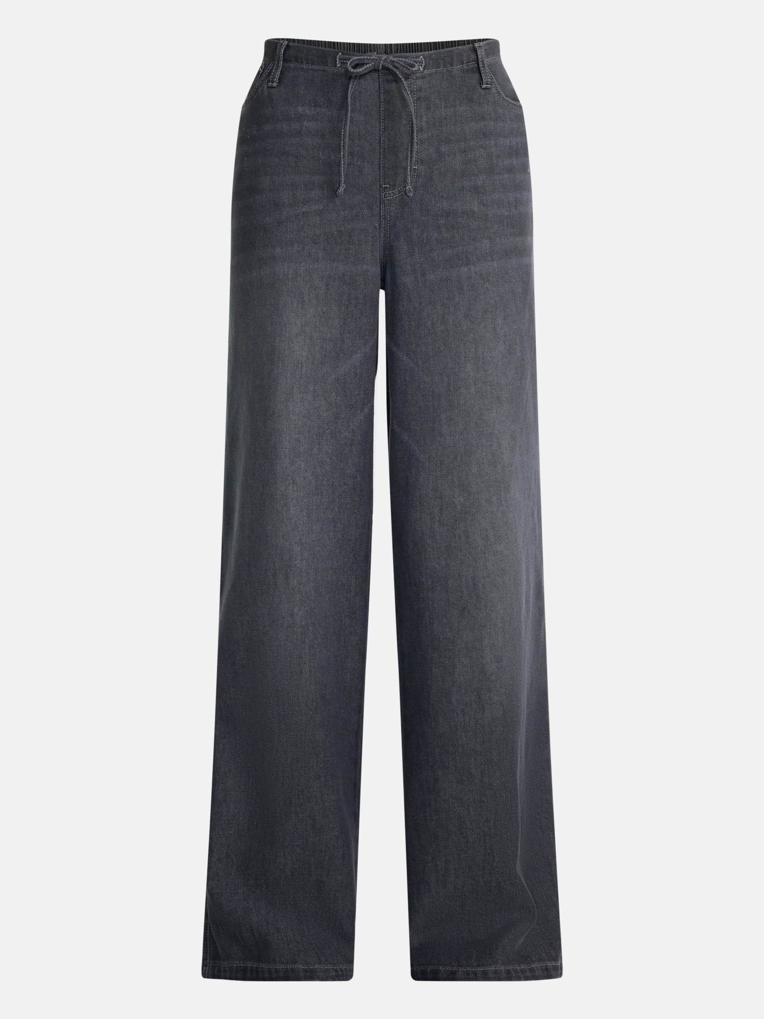 No Boundaries Mini Waistband Wide Leg Pants, 31'' Inseam, Women's XXS-XXL