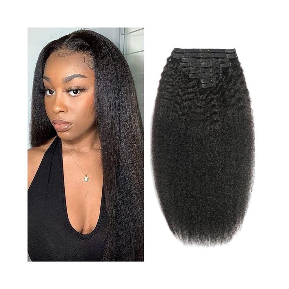 Kinky Straight Clip In Hair Extensions Full Head 120G 240G Per Pack Brazilian Remy Human Hair 8 pcs