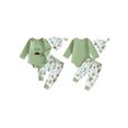thumbnail image 2 of RUINIXCW Western Baby Boy Cowboy Outfit My First Rodeo Newborn Baby Boy Hospital Coming Home Clothes Infant Highland Cow Print Long Sleeve Romper and Pants Hat Set, 2 of 9