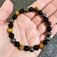 thumbnail image 4 of Stylish Tiger Eye Beaded Bracelet for Men and Women - Energy Stretch Elastic Stone Beads Unisex Boho Adjustable Wristband, 4 of 4