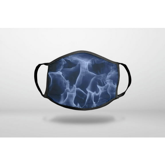 Blue Black Flame Fire - 3-Ply Reusable Soft Cloth Face Covering, Unisex, Cotton Inner Layer