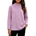 thumbnail image 5 of Big Girls Cute Undershirts Mock Neck Printed Fleece Pullover Drop Shoulder Warm Casual Fall Winter Outfits Purple 7-8Years, 5 of 5