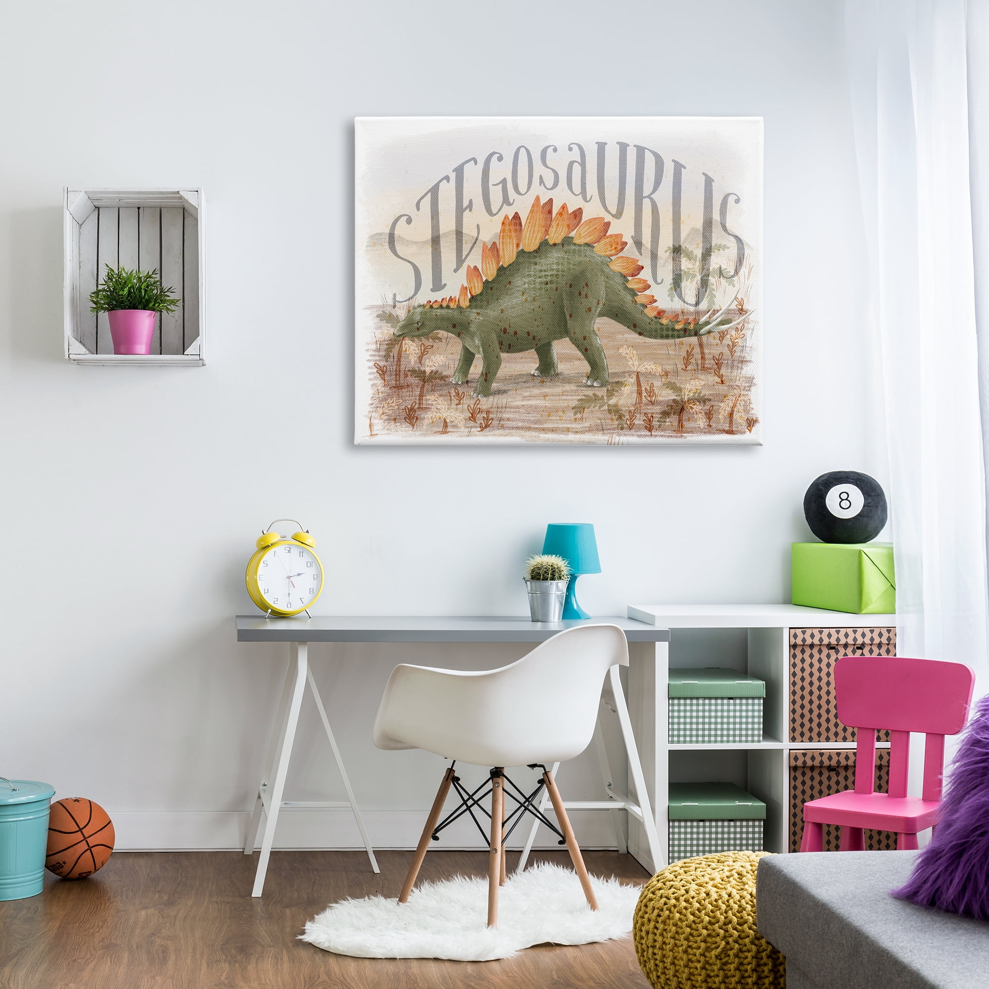 Stupell Industries Stegosaurus In Nature Animals & Insects Painting Gallery Wrapped Canvas Art Print Wall Art, 48 x 36