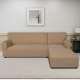 thumbnail image 2 of Easy-Going Stretch Fabric Polyester L Shape Sofa Slipcover, Camel, 2 of 7