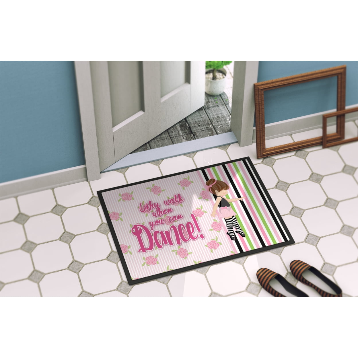 Ballet Dance Stripes Brunette Door Mat
