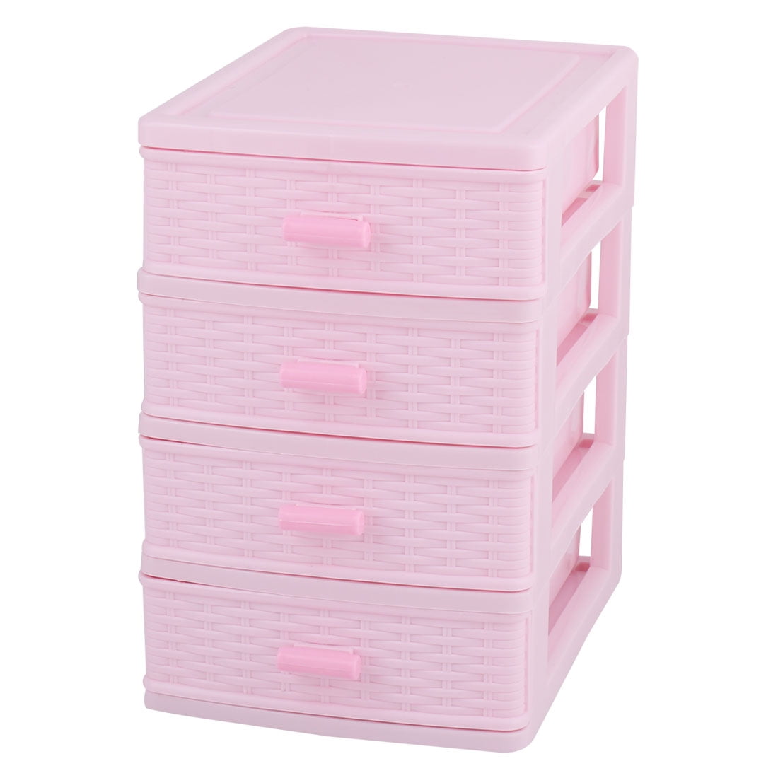 Uxcell Plastic Family Jewelry Pen Sundries Storage Cabinet Contanier Case Box 4 Layers Pink